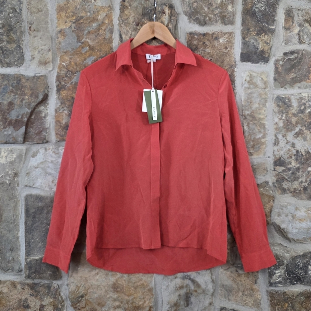 Lilysilk Mulberry Silk Coral Blouse Top Shirt